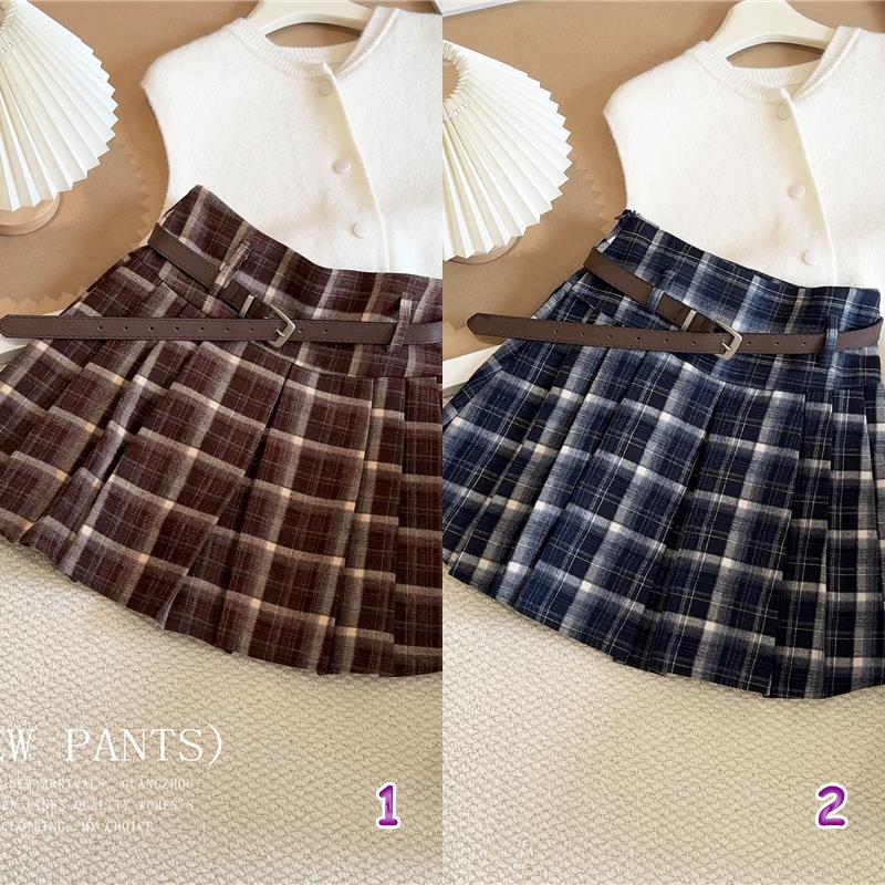 上品チェック柄プリーツミニスカート