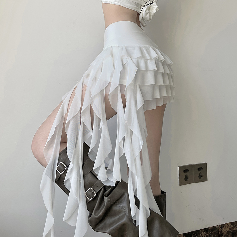 ミニスカート アシンメトリー重ねフリルミニスカート