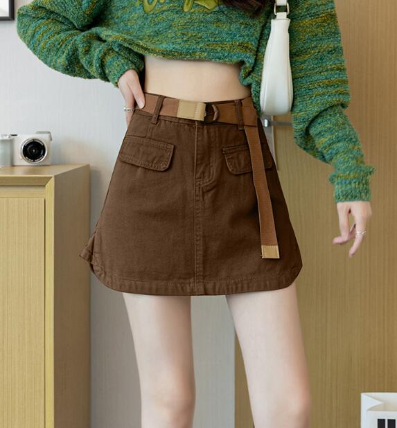 ハイウエストベルト付きタイトミニスカート
