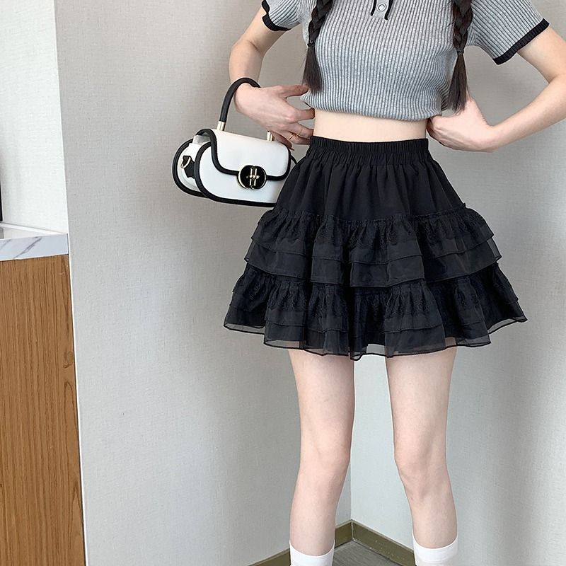 ミニスカート ふんわり重ねチュールミニスカート