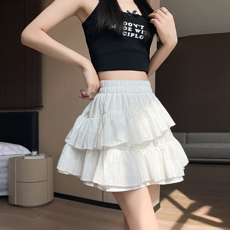 ミニスカート 二段重ねフリルミニスカート