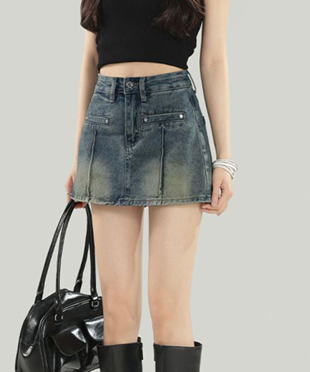 デニム スカパン ハイウエスト ミニスカート 韓国風