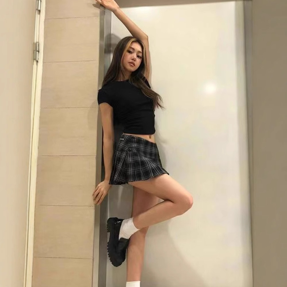 ミニスカート 格子柄プリーツミニスカート