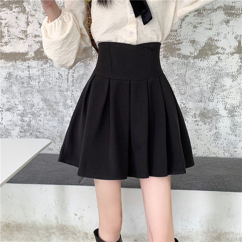 ミニスカート ハイウエストフレアミニスカート