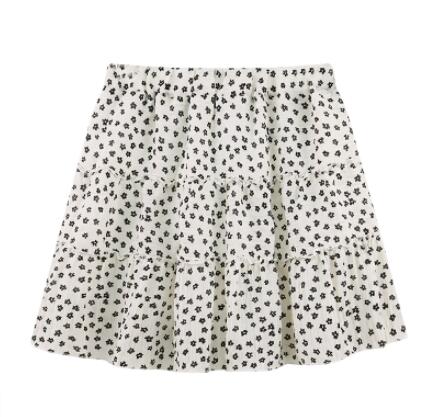 ミニスカートハイウエスト花柄フリルスカート