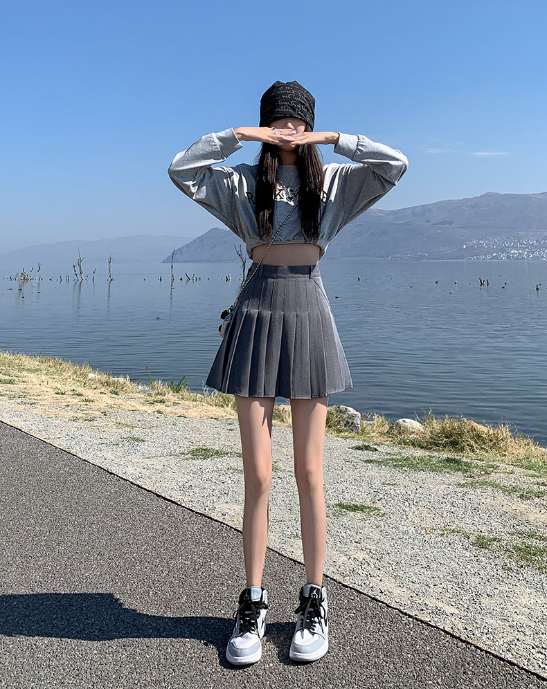 ミニスカート きちんと見せる細プリーツミニスカート