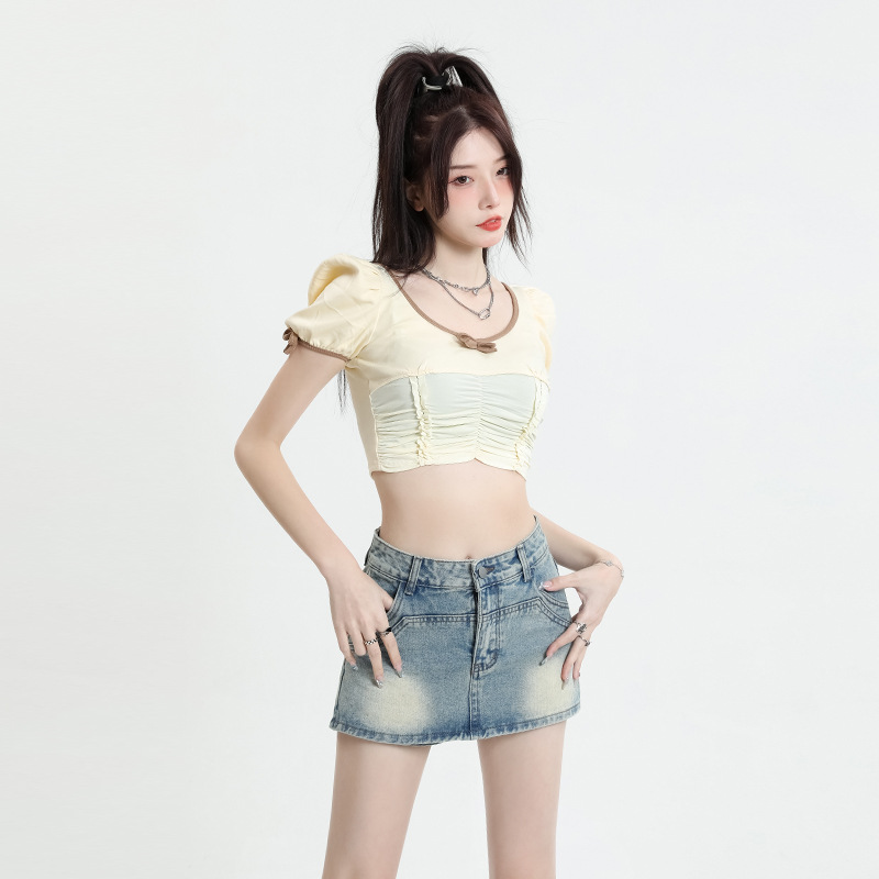ミニスカート ヴィンテージ風デニムミニスカート