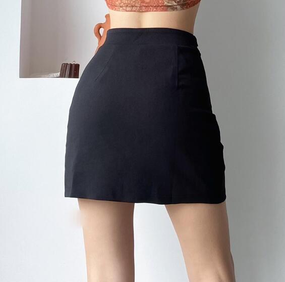 ミニスカートハイウエストタイトミニスカート黒無地