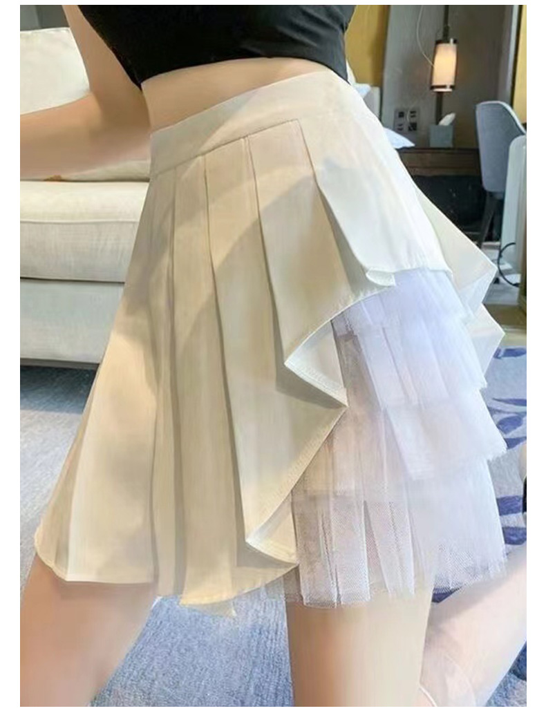 ミニスカート レイヤードチュールプリーツミニスカート