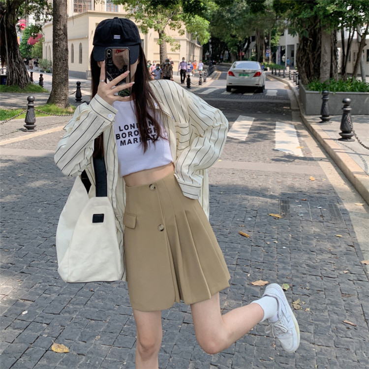 ハイウエストプリーツミニスカート