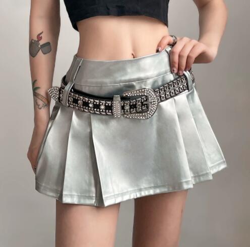 ハイウェストプリーツミニスカート女性用