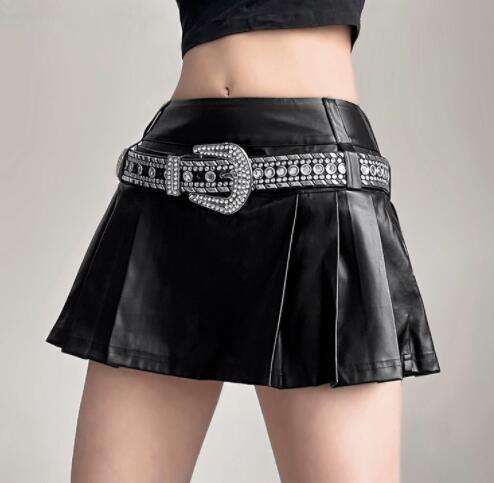 ハイウェストプリーツミニスカート女性用