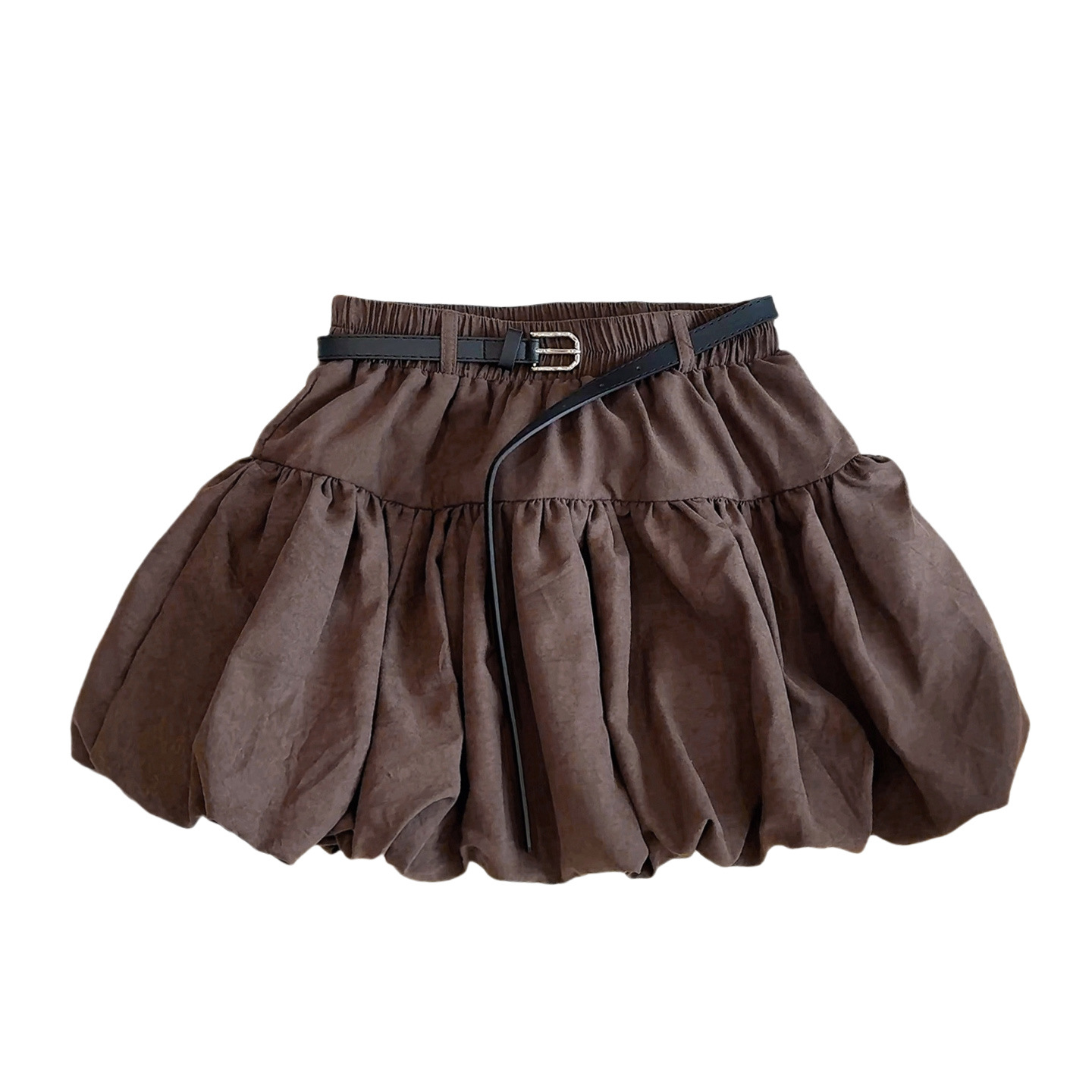 上品バルーンミニスカート ベルト付き二色展開