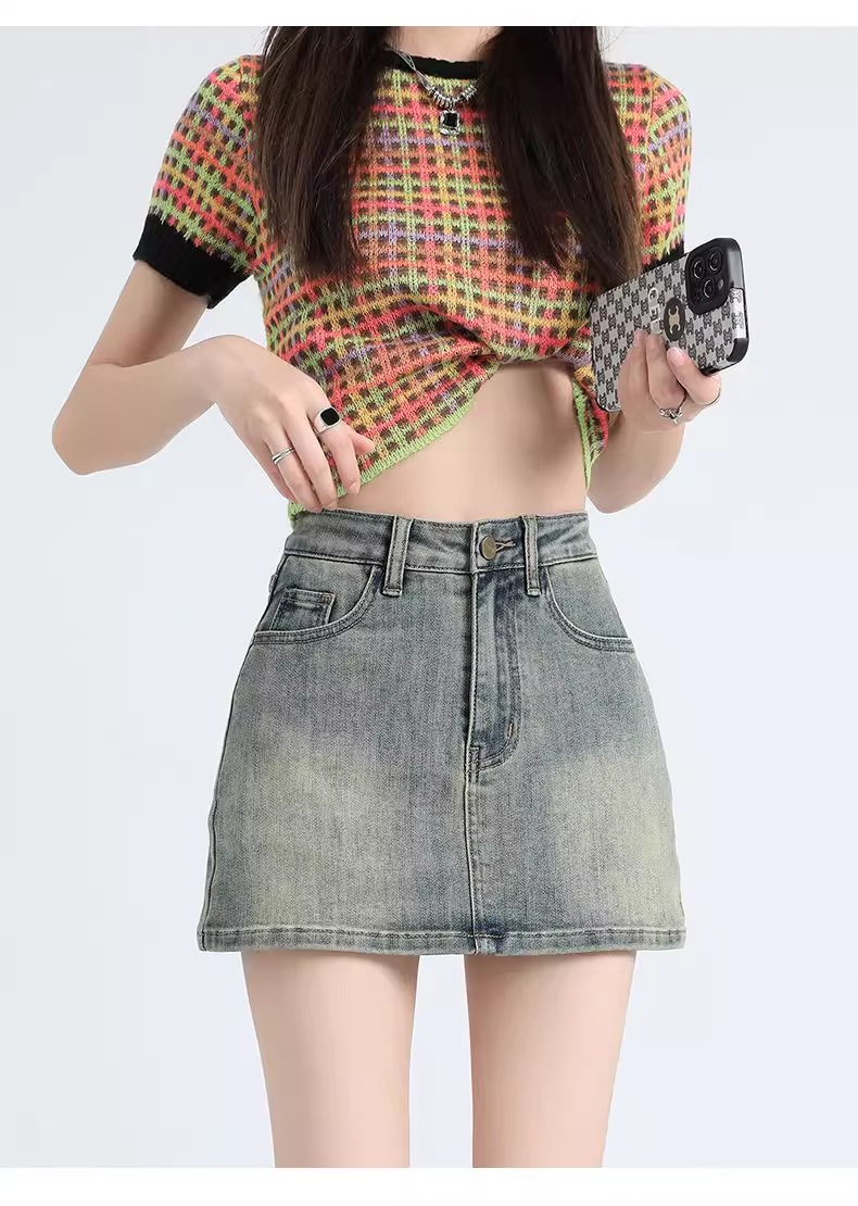 ミニスカート シンプルデニムミニスカート
