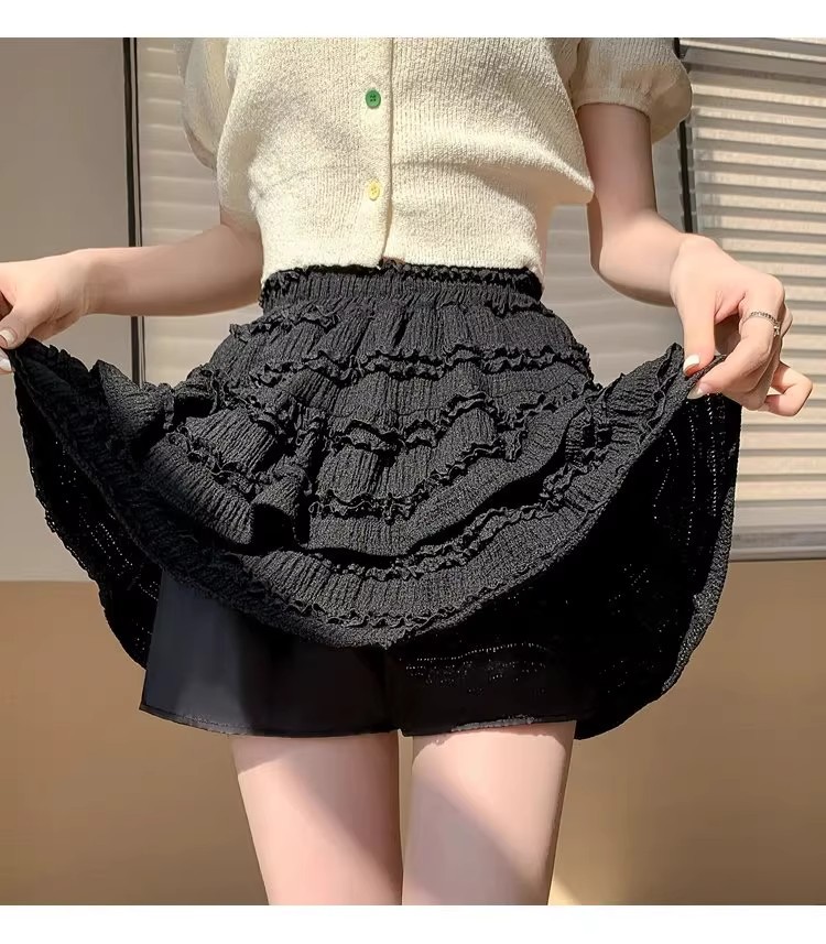 ミニスカート 重ね段フリルミニスカート