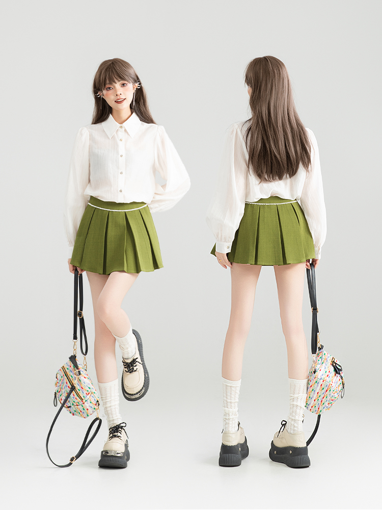 ミニスカート パールラインプリーツミニスカート