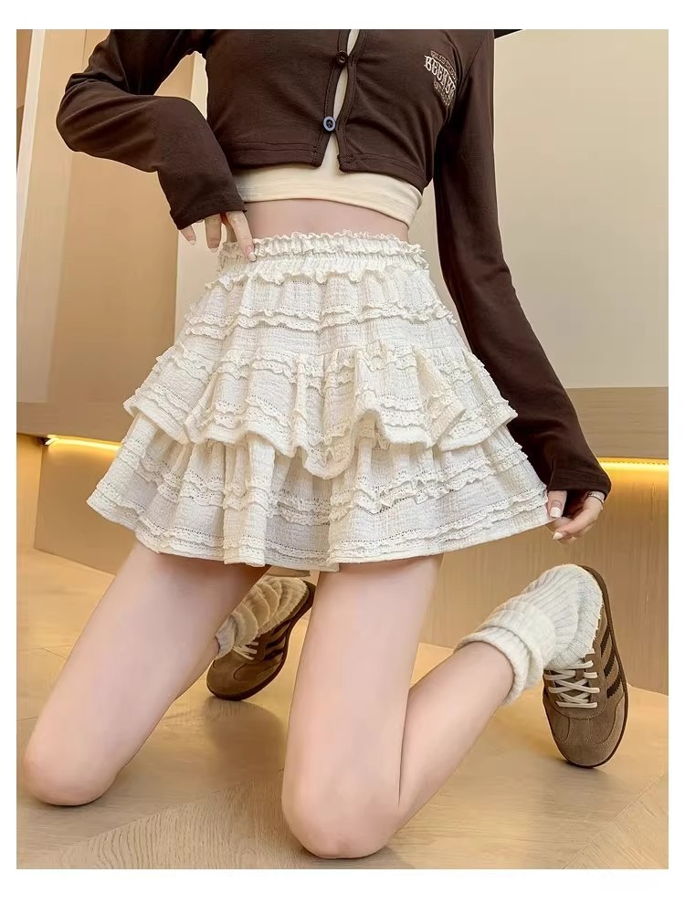 ミニスカート 重ね段フリルミニスカート