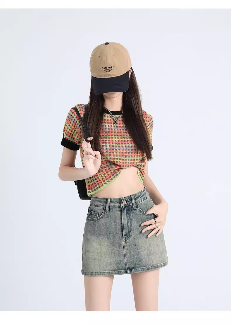 ミニスカート シンプルデニムミニスカート