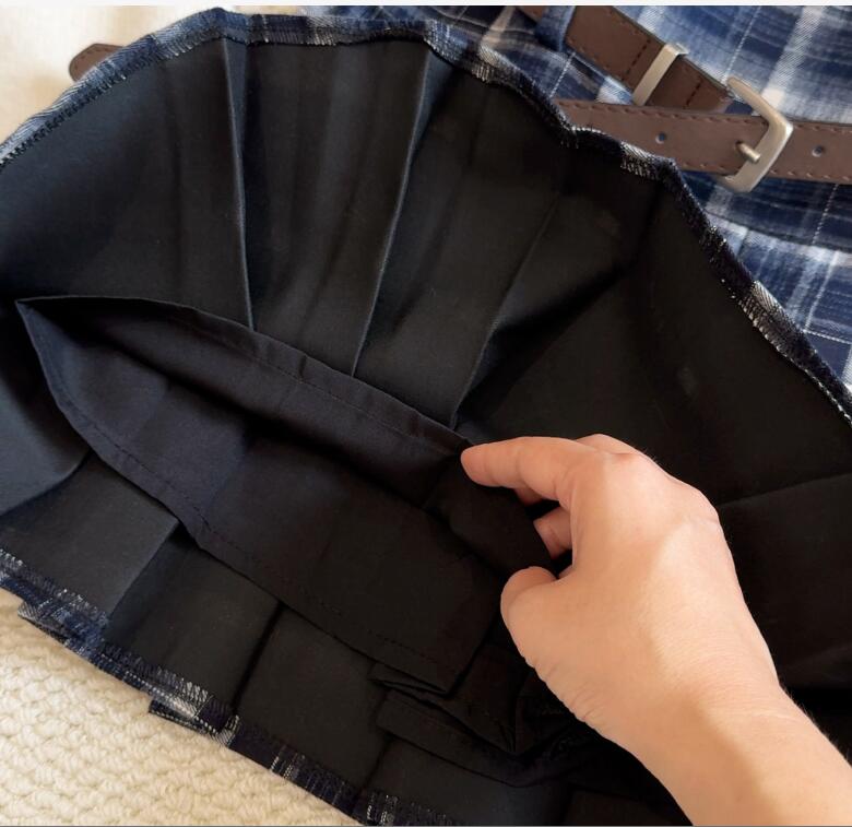 上品チェック柄プリーツミニスカート