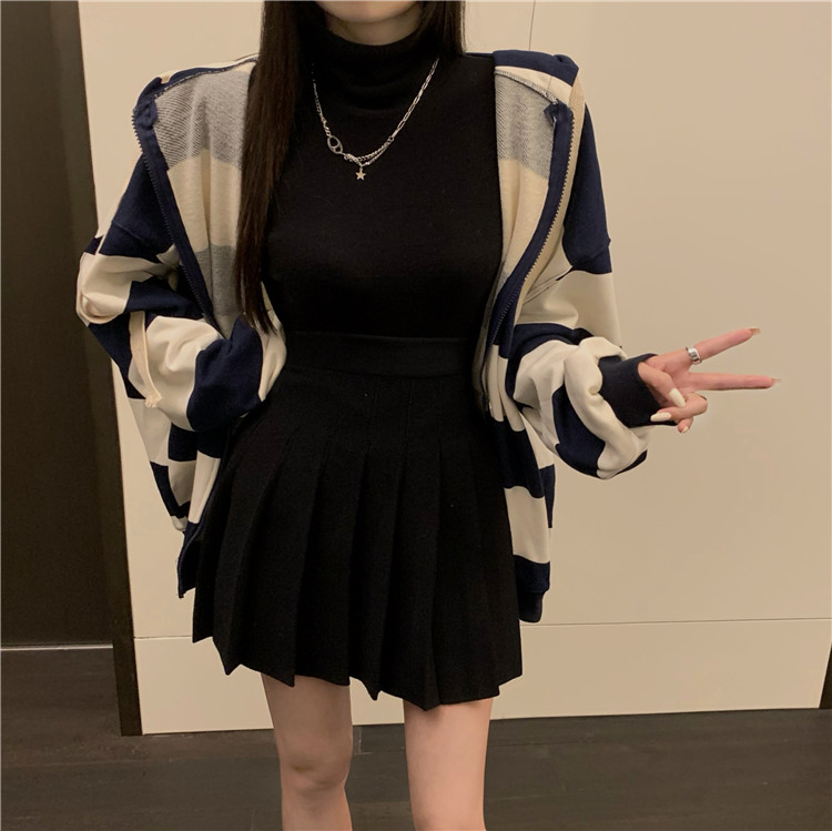 ハイウエストプリーツミニスカート学院風