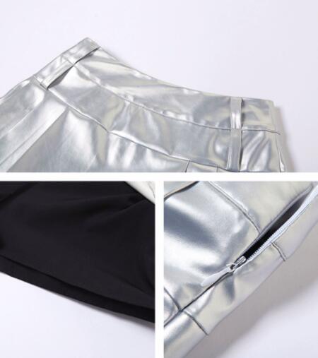 ハイウェストプリーツミニスカート女性用