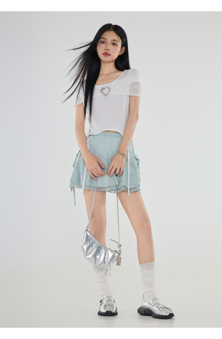 ミニスカート ふんわり重ね仕立てミニスカート