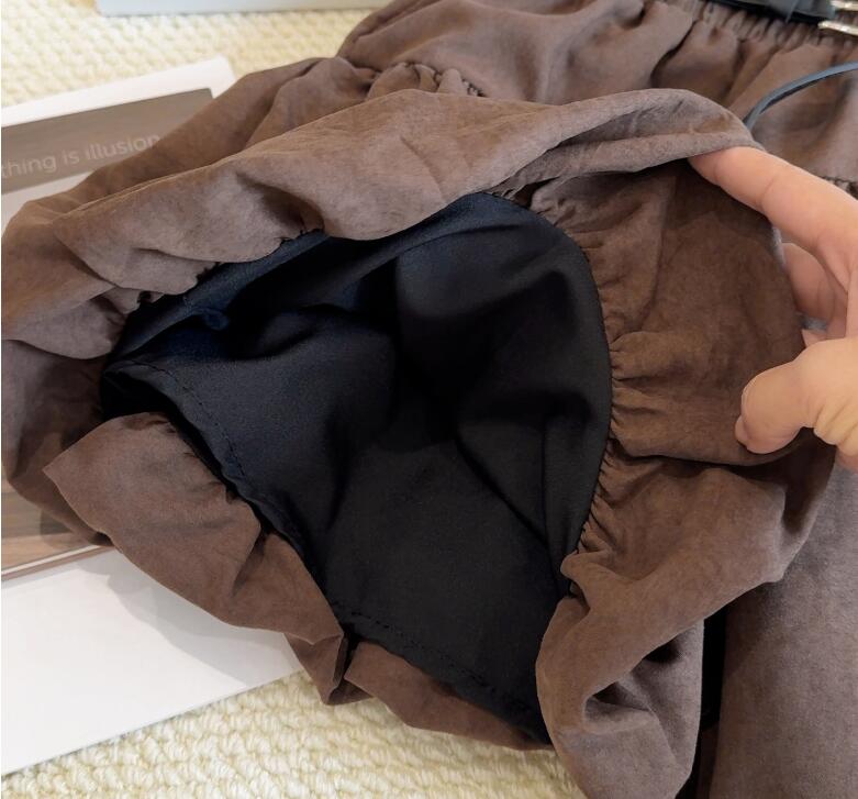 上品バルーンミニスカート ベルト付き二色展開