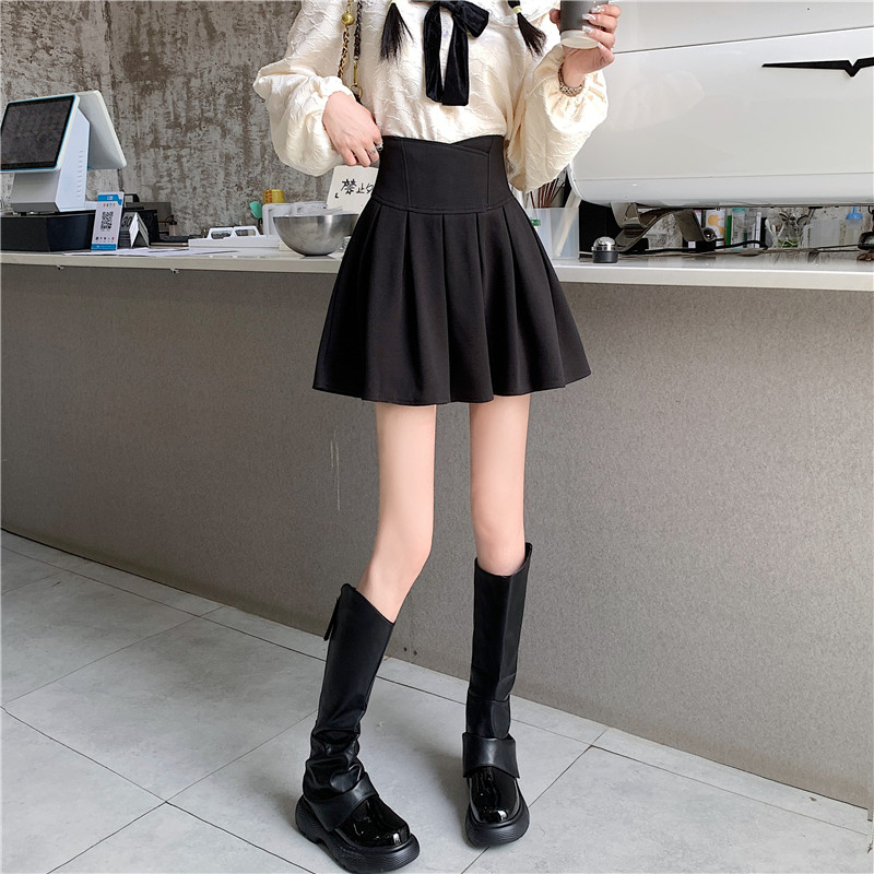 ミニスカート ハイウエストフレアミニスカート