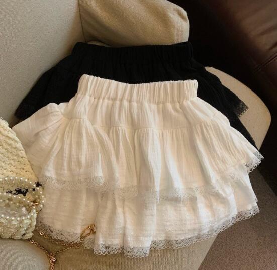 ティアード フリル ミニスカート レース付き
