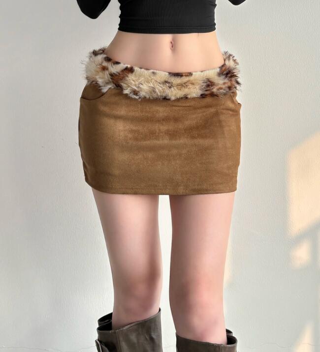 ファー切替タイトミニスカート