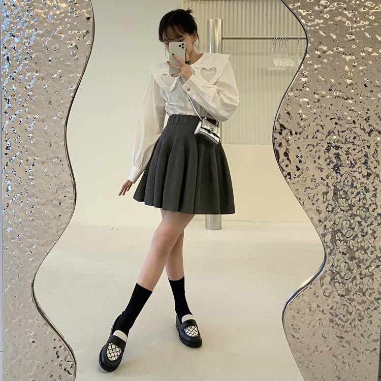 学院風ハイウエストプリーツミニスカート
