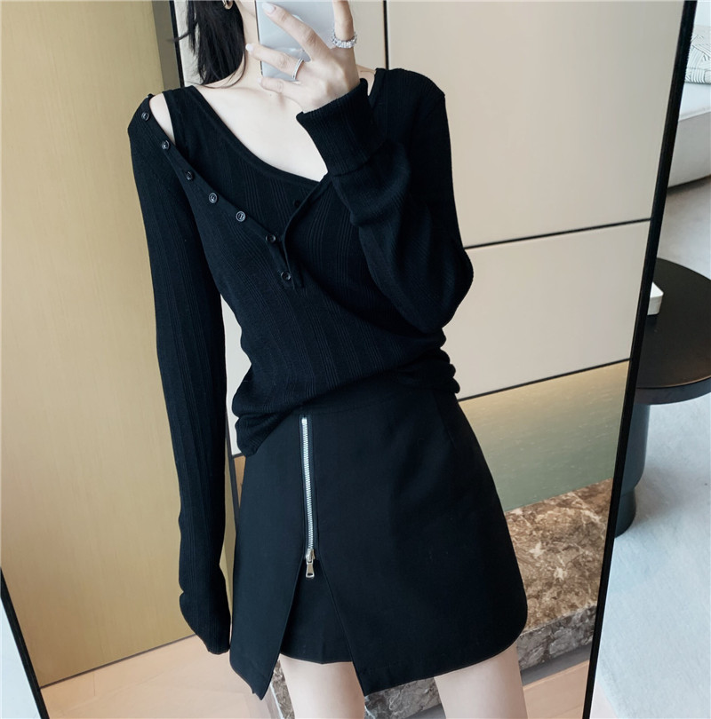 ミニスカート ファスナー付きラップミニスカート