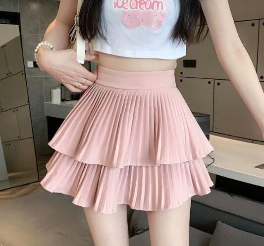 二段ティアード プリーツミニスカート