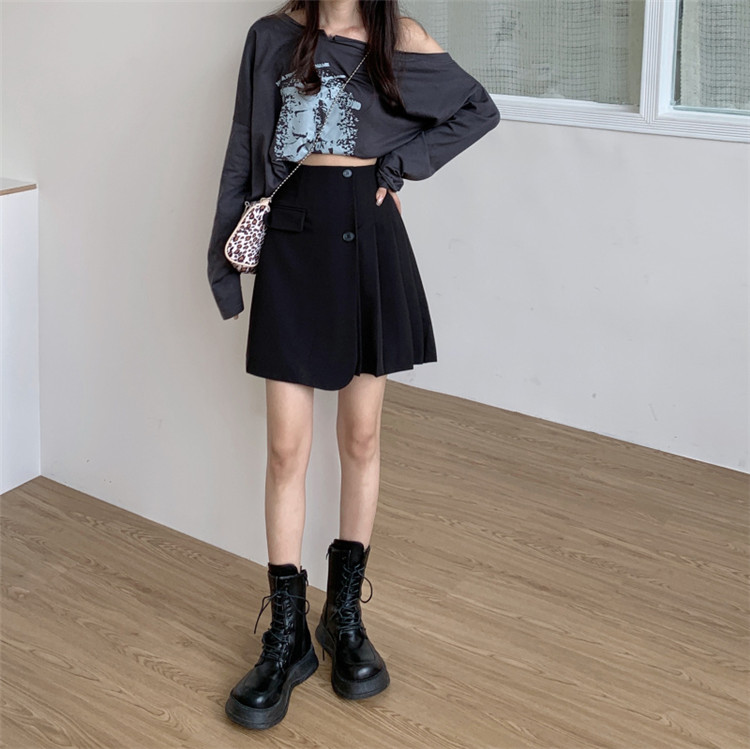 ハイウエストプリーツミニスカート