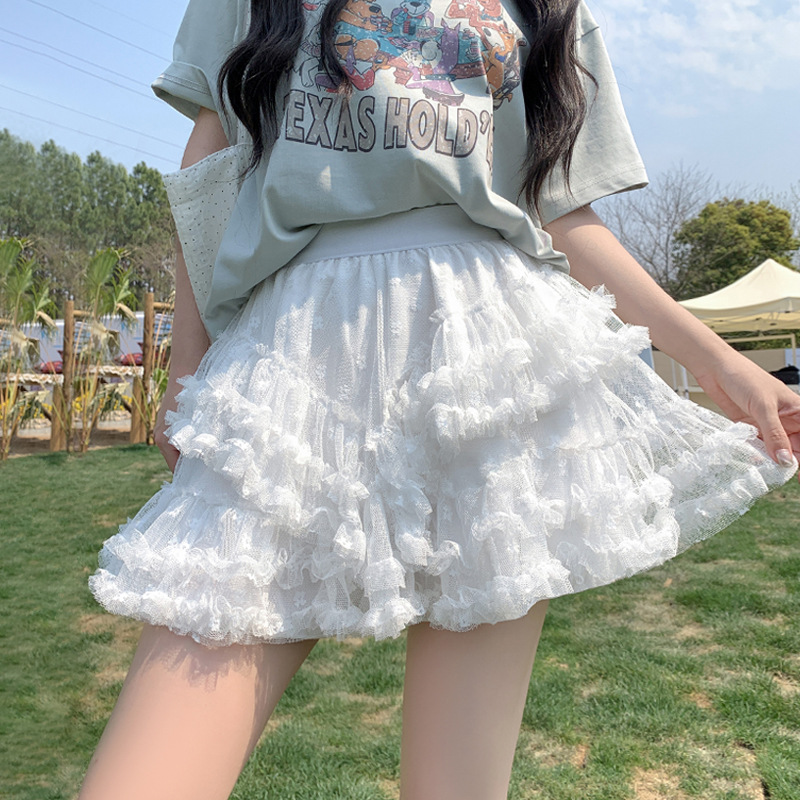 ミニスカート ふわふわ重ねフリルミニスカート
