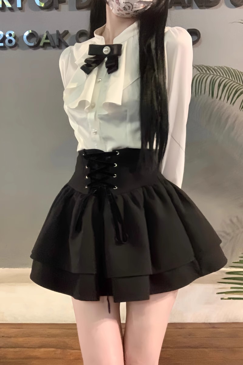 ミニスカート 二段フリルコルセットミニスカート