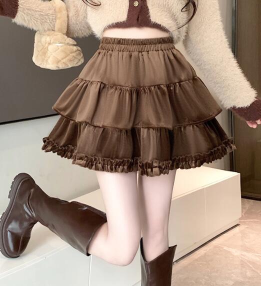フリル段重ねミニスカート可愛い三色展開