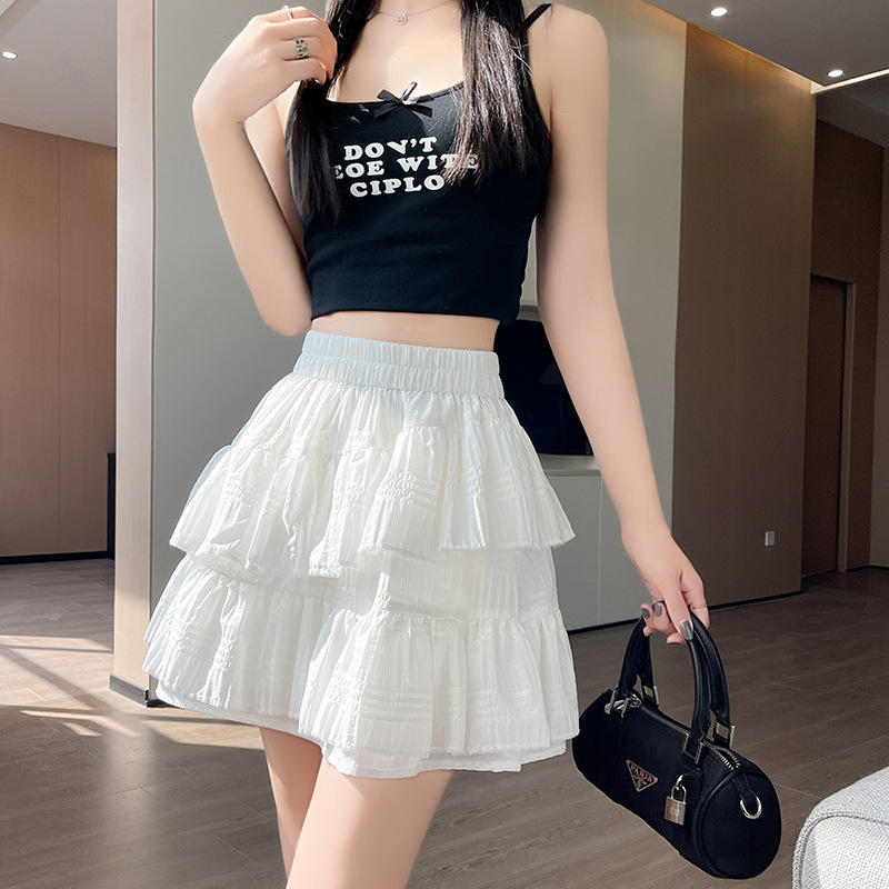 ミニスカート 二段重ねフリルミニスカート