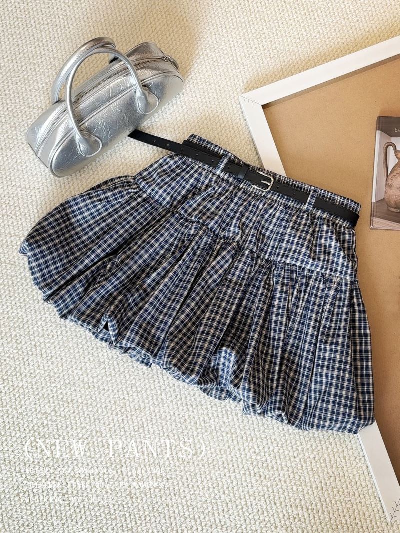 上品チェック柄ミニスカート フリル付き２色展開