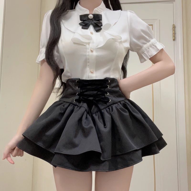 ミニスカート 二段フリルコルセットミニスカート