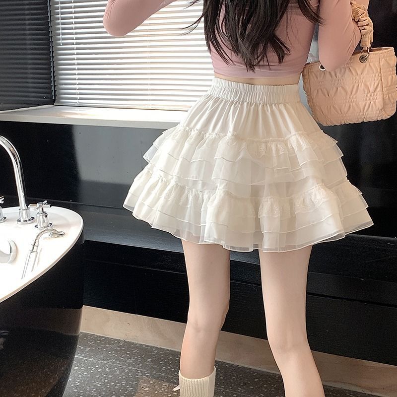 ミニスカート ふんわり重ねチュールミニスカート