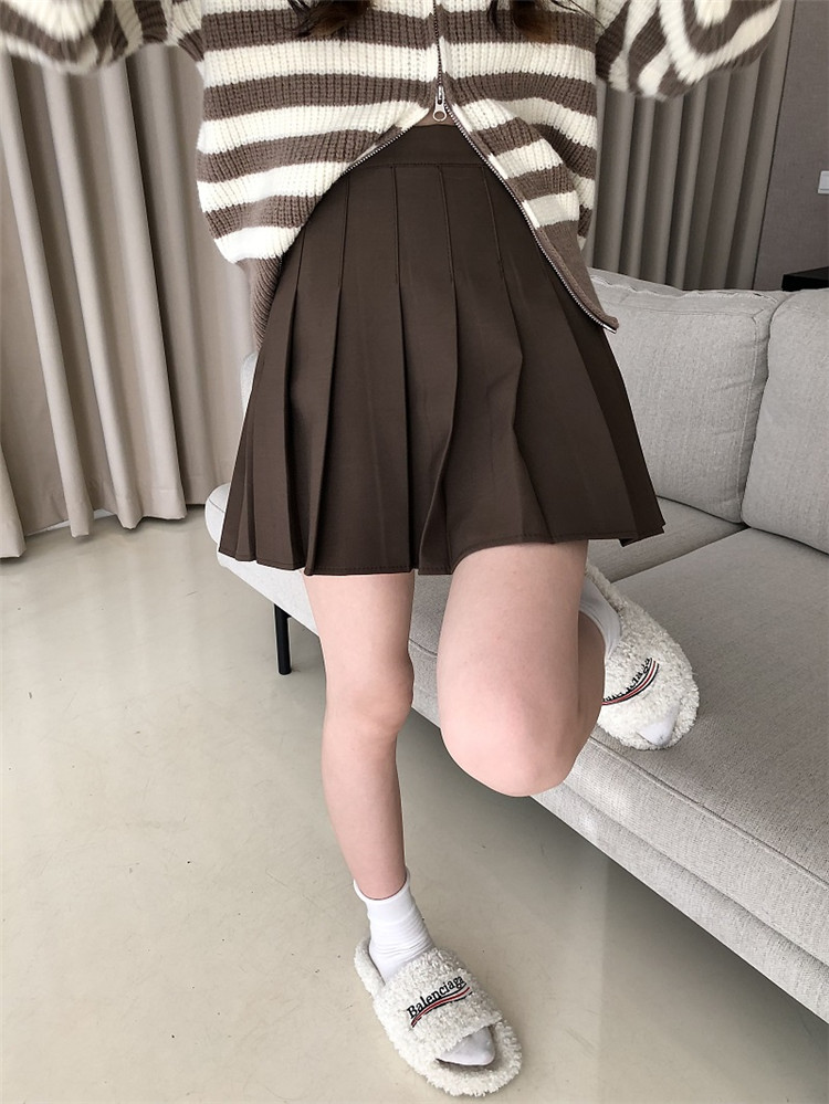 学園風プリーツミニスカート 秋冬可愛いスタイル