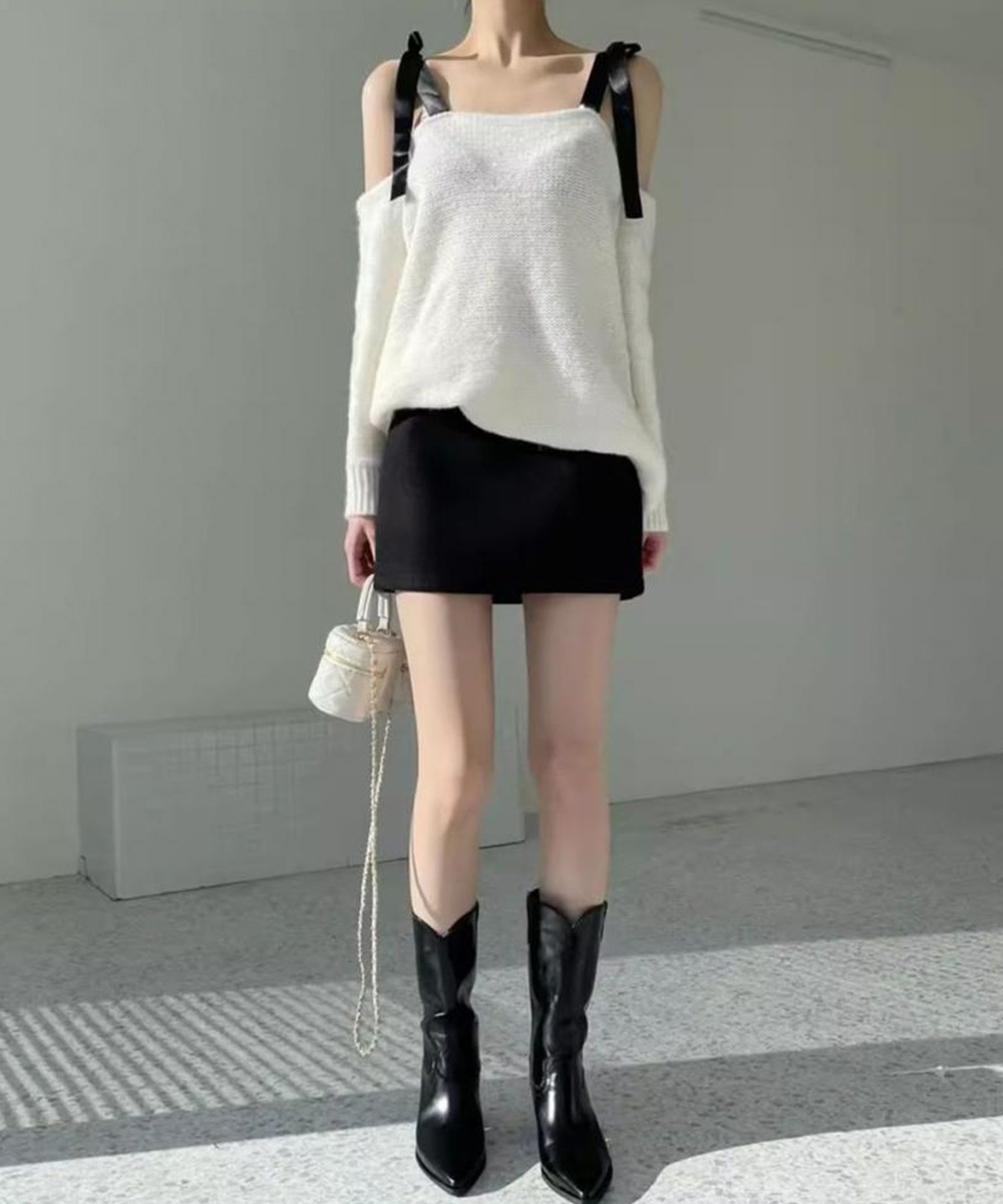 ミニスカート ウール風美脚効果 裏地付きミニタイトスカート 