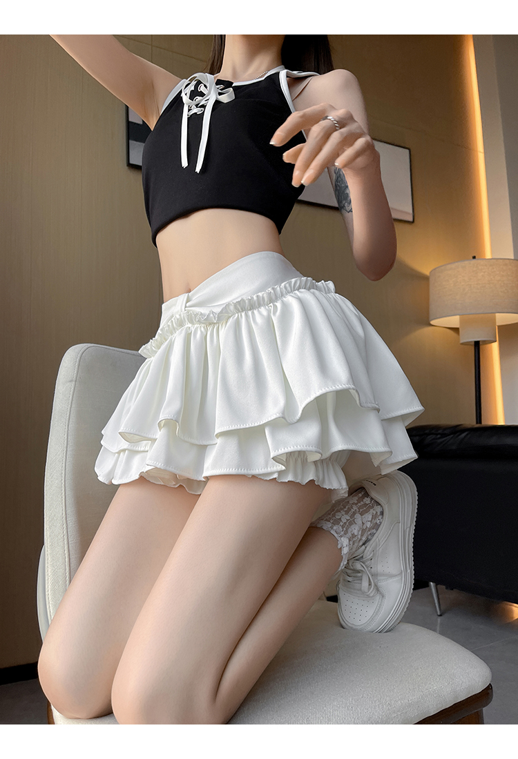 ミニスカート 重ね段フリルミニスカート