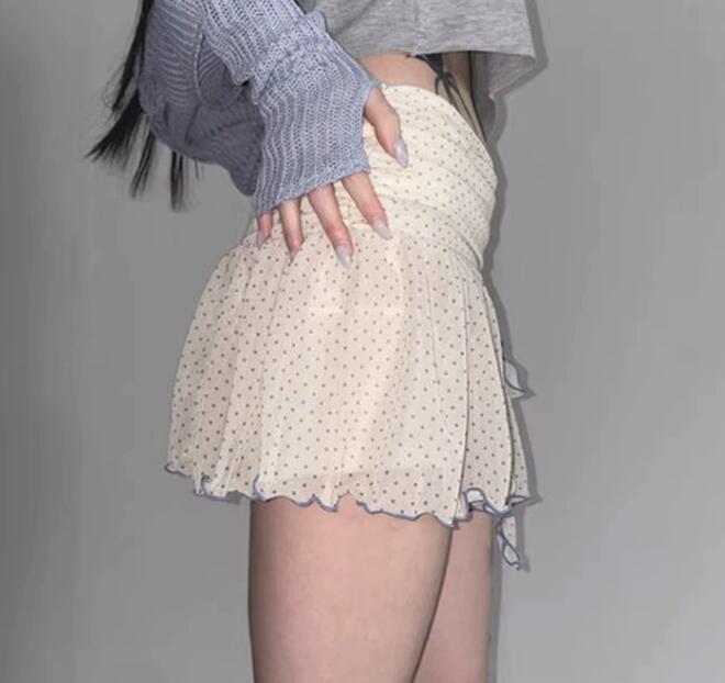 ミニスカート小花柄シフォンフリルミニ