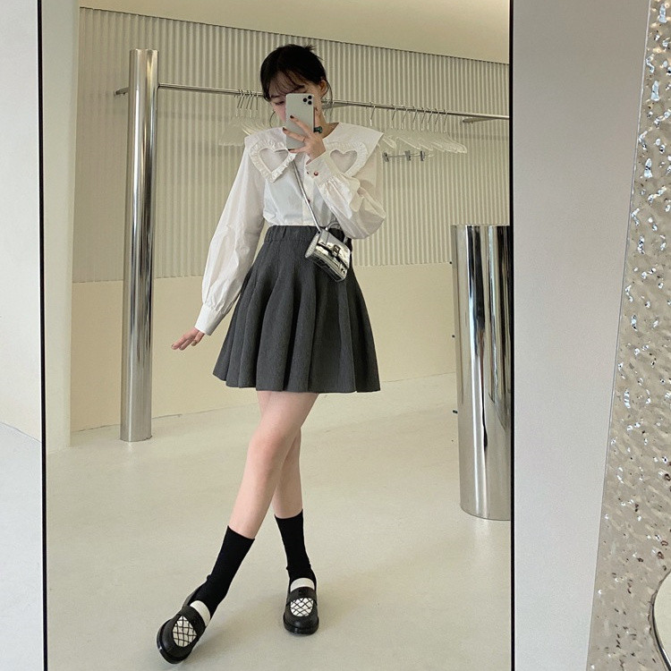 学院風ハイウエストプリーツミニスカート