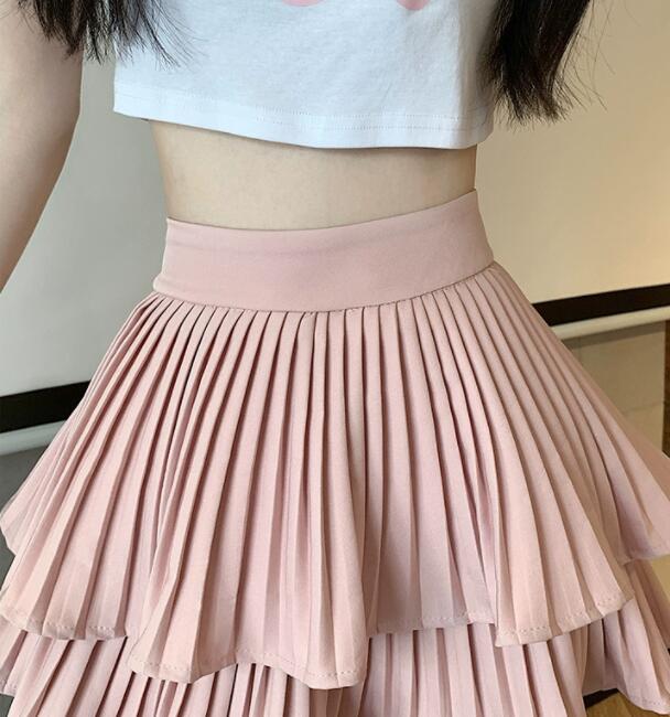 二段ティアード プリーツミニスカート