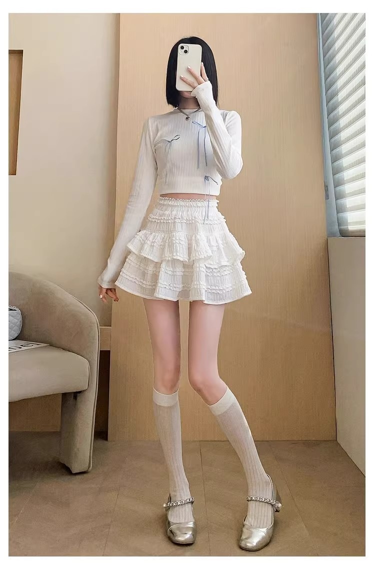 ミニスカート 重ね段フリルミニスカート