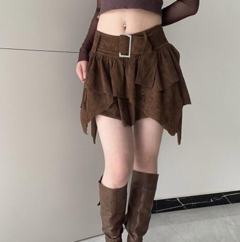 ミニスカート不規則デザイン層重ねミニスカート