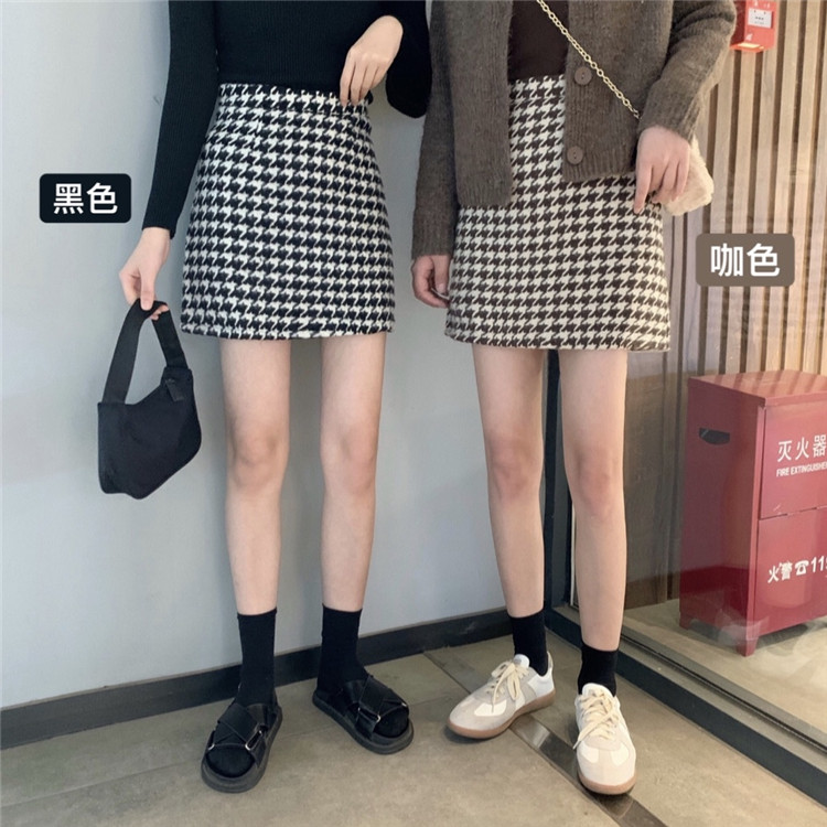 千鳥格子ハイウエストミニスカート